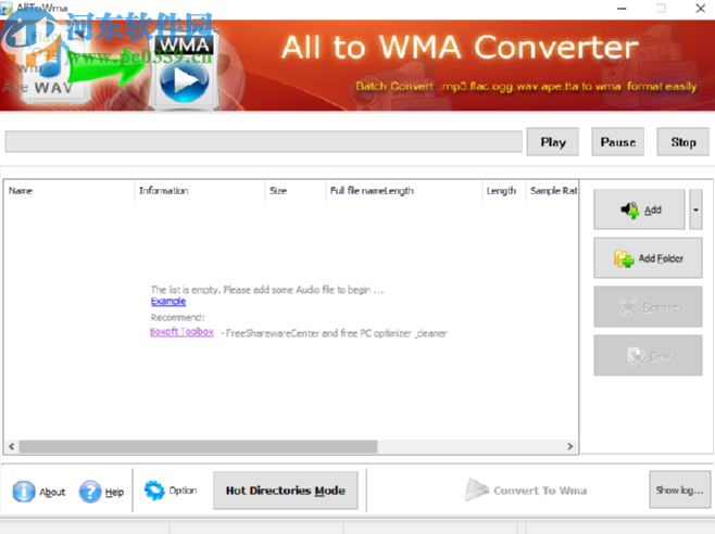 Boxoft All to WMA Converter批量将MP3转换成WMA格式的方法