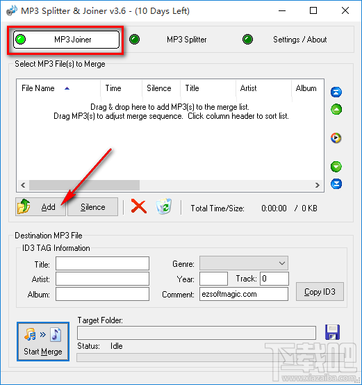 MP3 Splitter合并MP3音频文件的方法步骤
