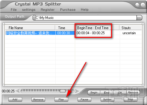 Crystal MP3 Splitter分割MP3音频文件的方法步骤