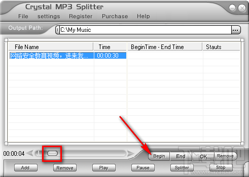Crystal MP3 Splitter分割MP3音频文件的方法步骤