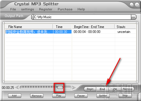 Crystal MP3 Splitter分割MP3音频文件的方法步骤