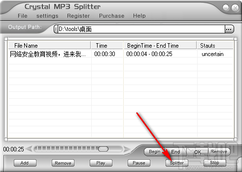 Crystal MP3 Splitter分割MP3音频文件的方法步骤