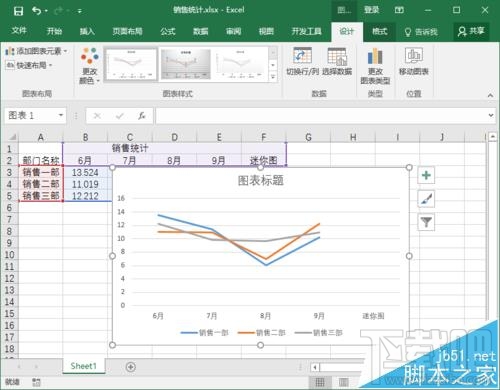 Excel2016表格数据折线图怎么插入