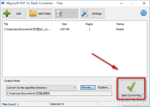 Mgosoft PDF To Flash Converter将PDF文件转为Flash文件的方法
