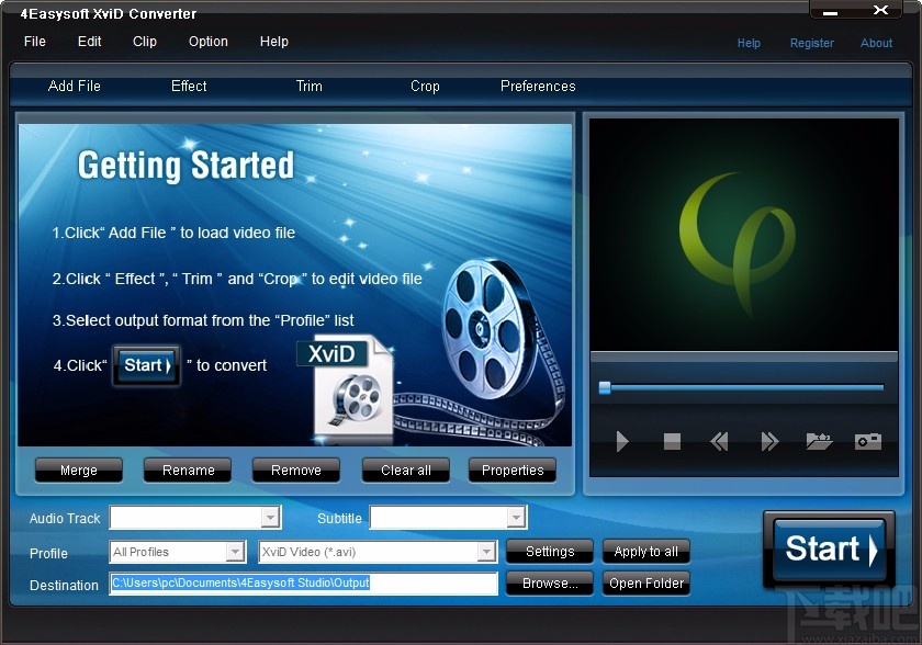 4Easysoft XviD Converter裁剪视频画面的方法