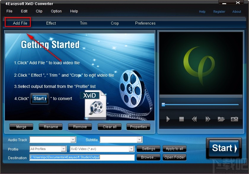 4Easysoft XviD Converter裁剪视频画面的方法