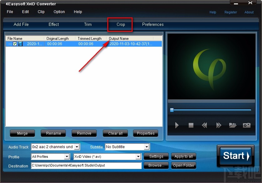 4Easysoft XviD Converter裁剪视频画面的方法
