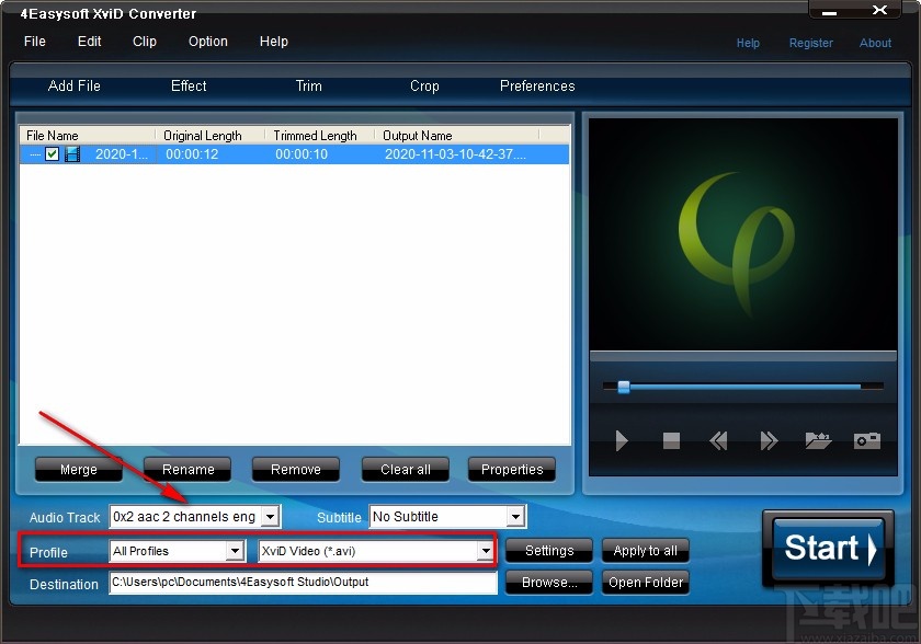 4Easysoft XviD Converter剪切视频的方法