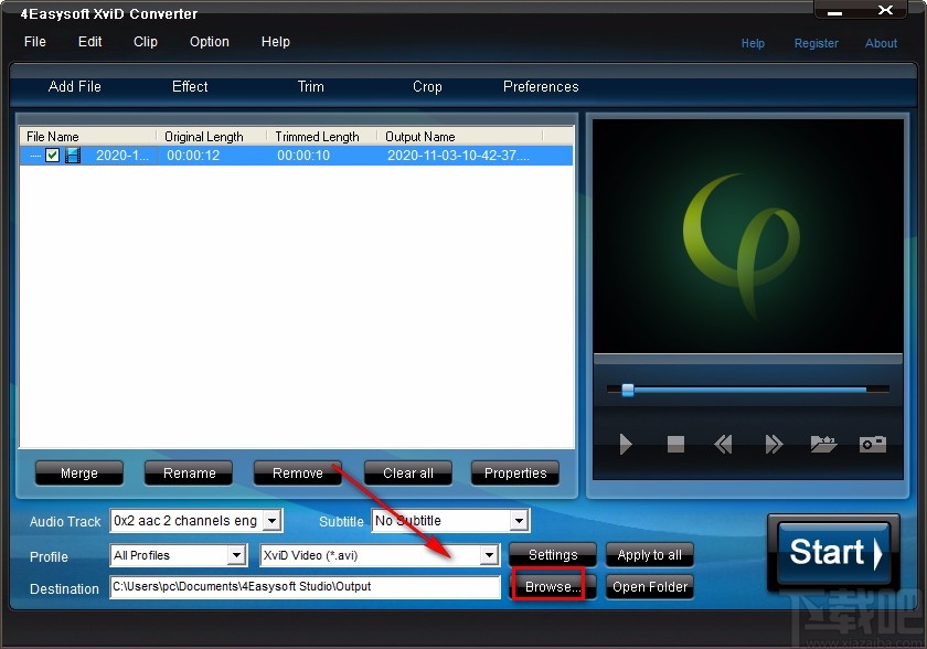 4Easysoft XviD Converter剪切视频的方法