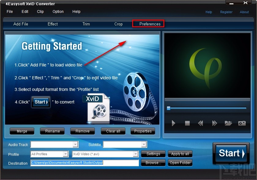 4Easysoft XviD Converter设置默认保存路径的方法