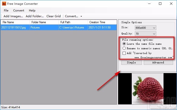 Free Image Converter调整图片大小的方法