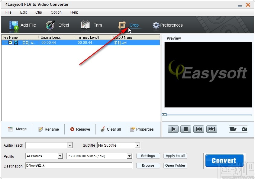 4Easysoft FLV to Video Converter裁剪视频尺寸的方法