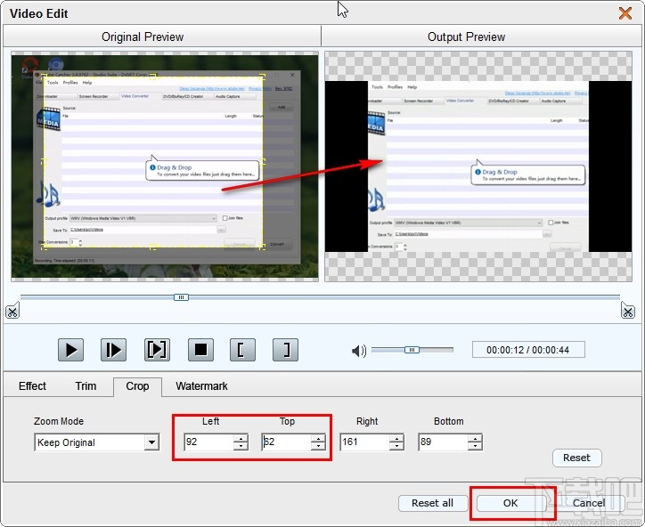 4Easysoft FLV to Video Converter裁剪视频尺寸的方法