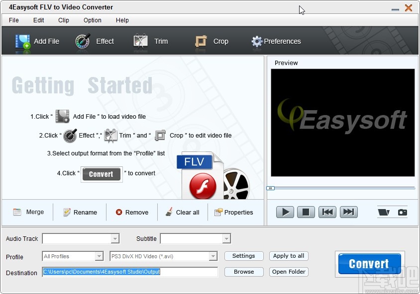 4Easysoft FLV to Video Converter设置默认输出路径的方法