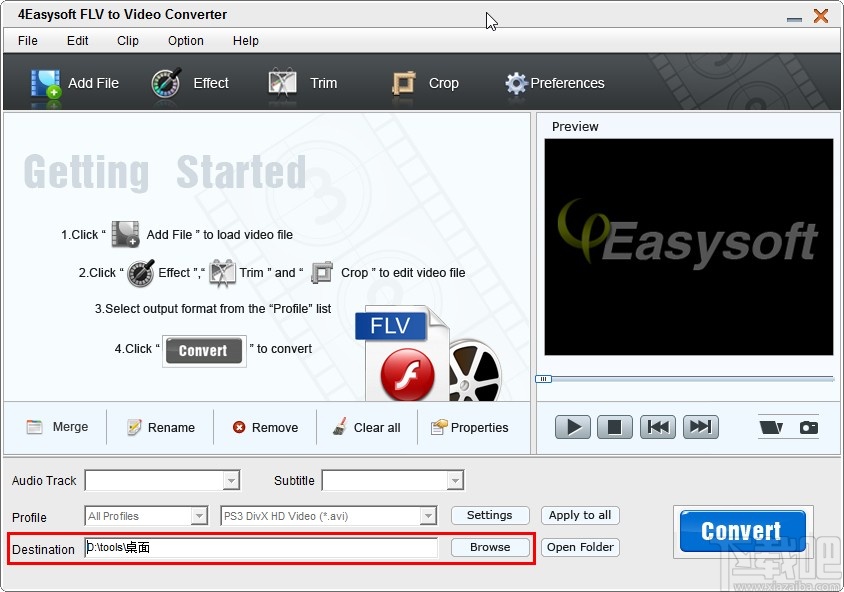 4Easysoft FLV to Video Converter设置默认输出路径的方法
