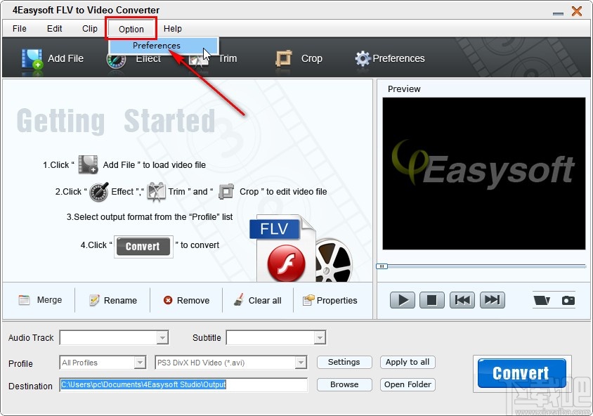 4Easysoft FLV to Video Converter设置默认输出路径的方法