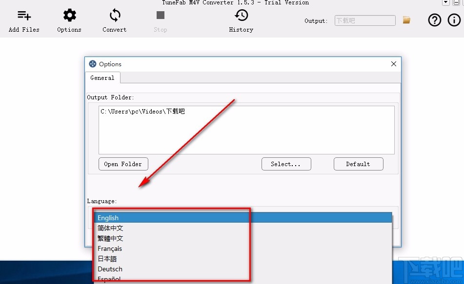 TuneFab M4V Converter设置中文的方法