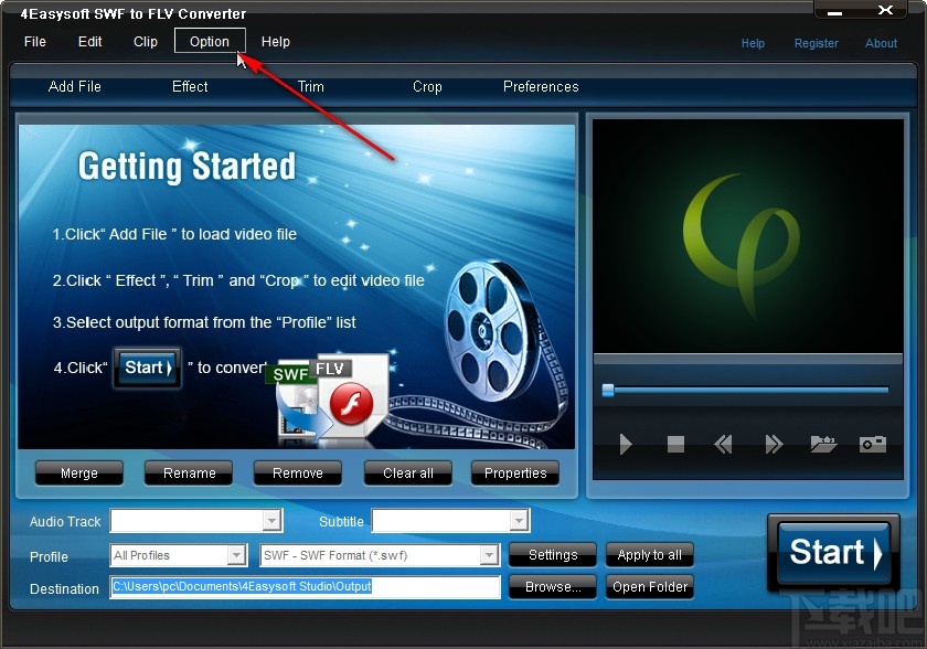 4Easysoft SWF to FLV Converter设置输出路径的方法