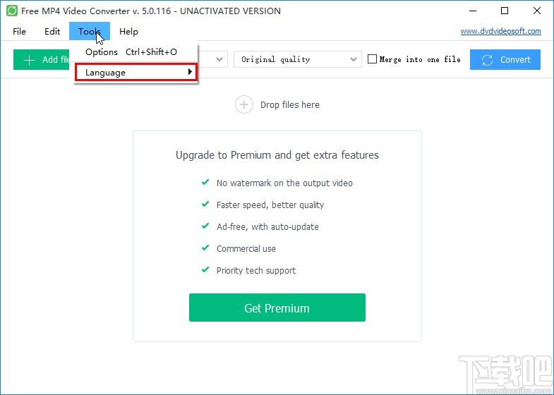 Free MP4 Video Converter设置中文的方法