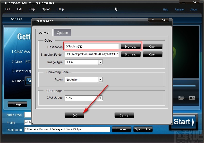 4Easysoft SWF to FLV Converter设置输出路径的方法