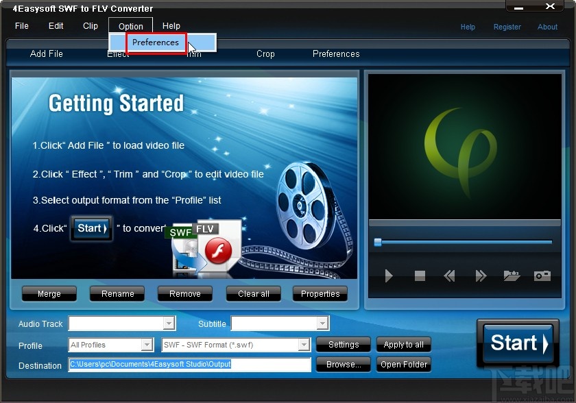 4Easysoft SWF to FLV Converter设置输出路径的方法
