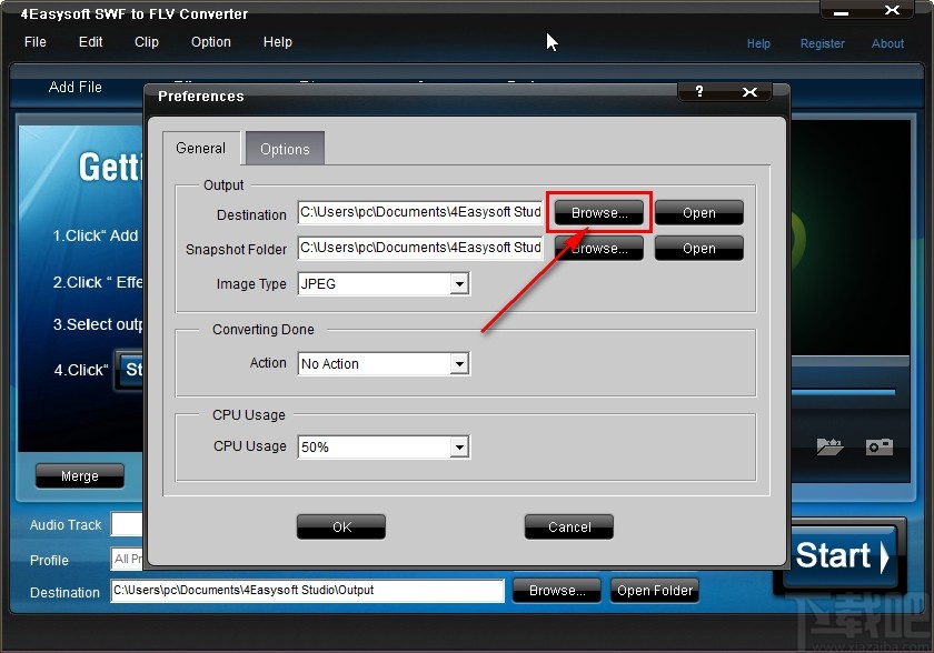 4Easysoft SWF to FLV Converter设置输出路径的方法