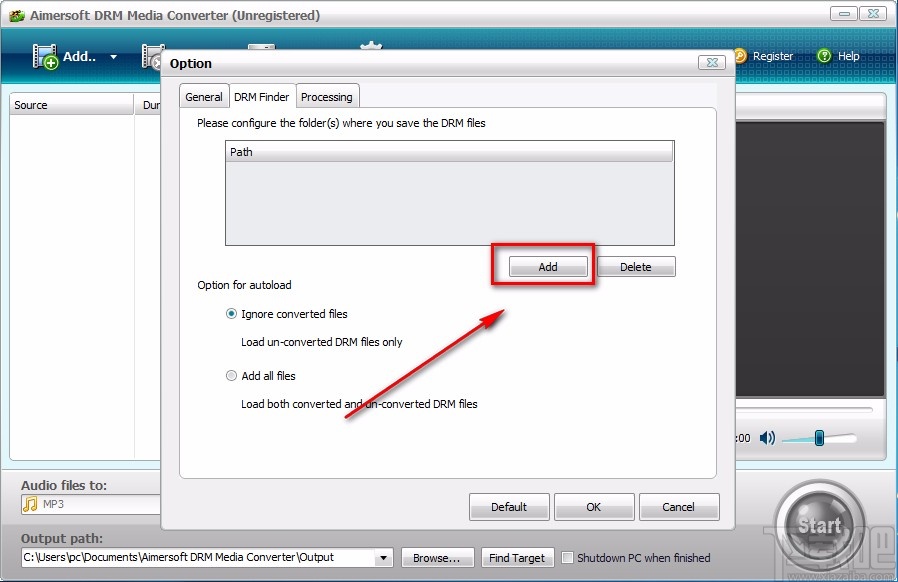 Aimersoft DRM Media Converter设置默认保存位置的方法