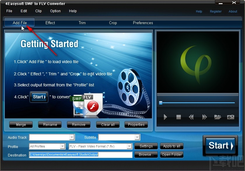 4Easysoft SWF to FLV Converter裁剪视频的方法