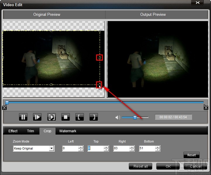 4Easysoft SWF to FLV Converter裁剪视频的方法