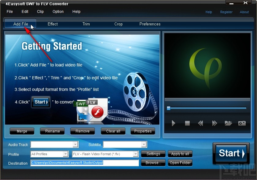 4Easysoft SwF to FLV Converter剪切视频的操作方法