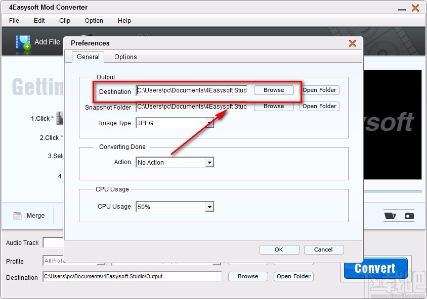 4Easysoft MOD Converter设置默认保存位置的方法