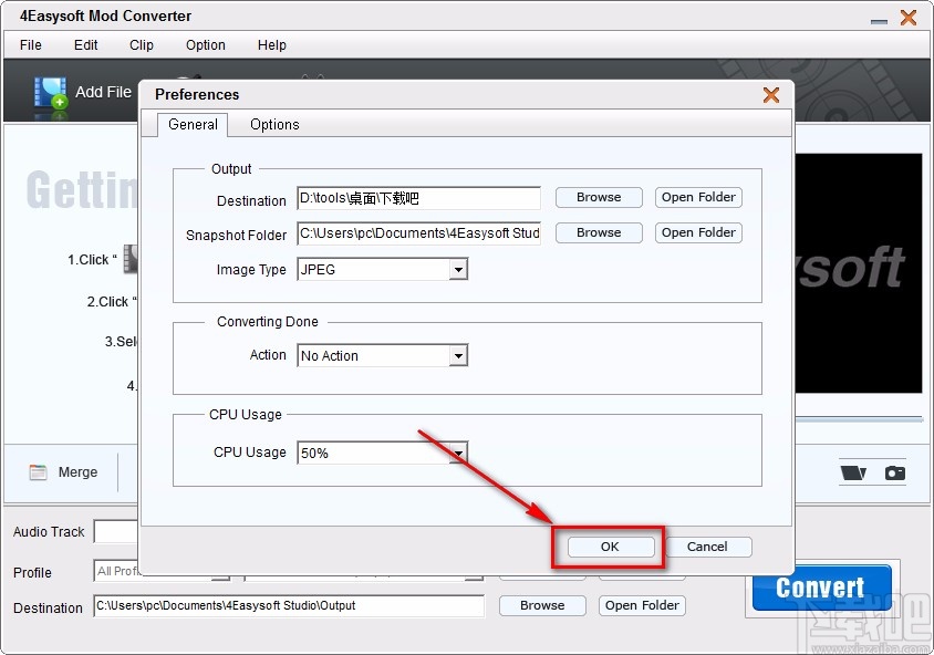 4Easysoft MOD Converter设置默认保存位置的方法