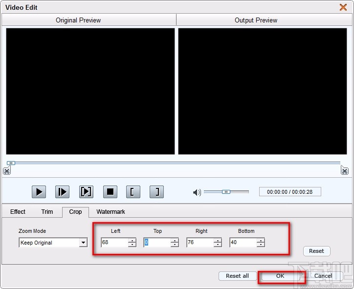 4Easysoft Free AVI Converter裁剪视频画面的方法