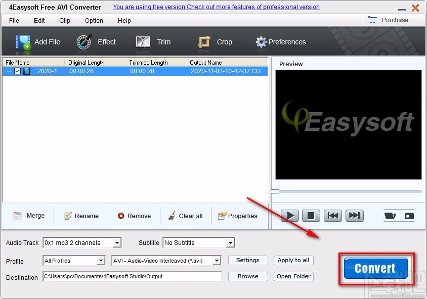 4Easysoft Free AVI Converter裁剪视频画面的方法