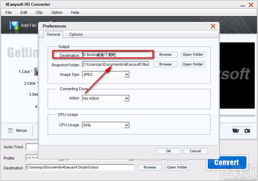4Easysoft HD Converter设置默认保存位置的方法