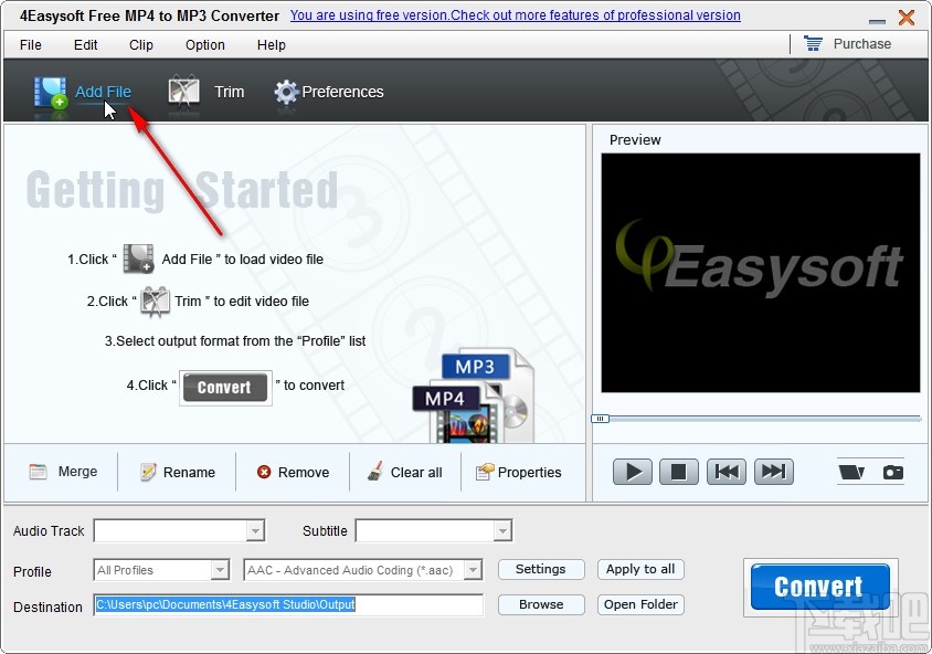 4Easysoft Free MP4 to MP3 Converter转换视频为音频文件的方法