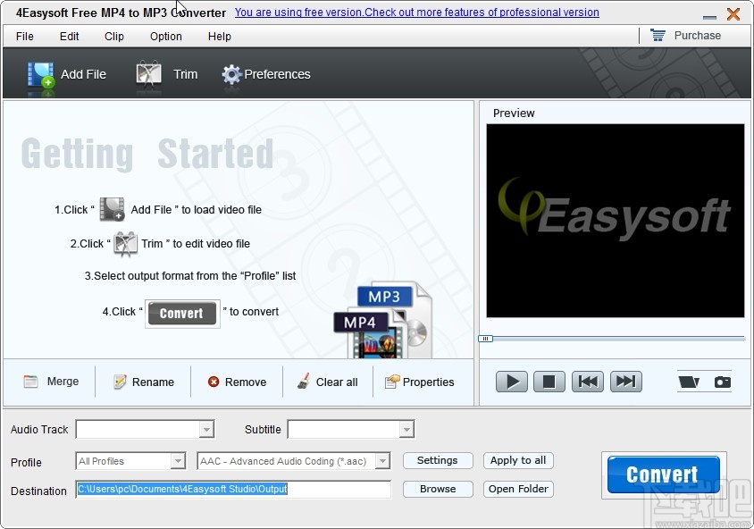 4Easysoft Free MP4 to MP3 Converter转换视频为音频文件的方法