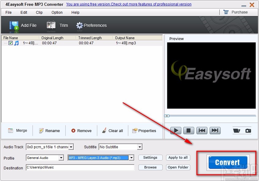 4Easysoft Free MP3 Converter转换音频格式的方法