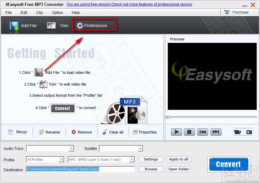 4Easysoft Free MP3 Converter设置默认保存位置的方法