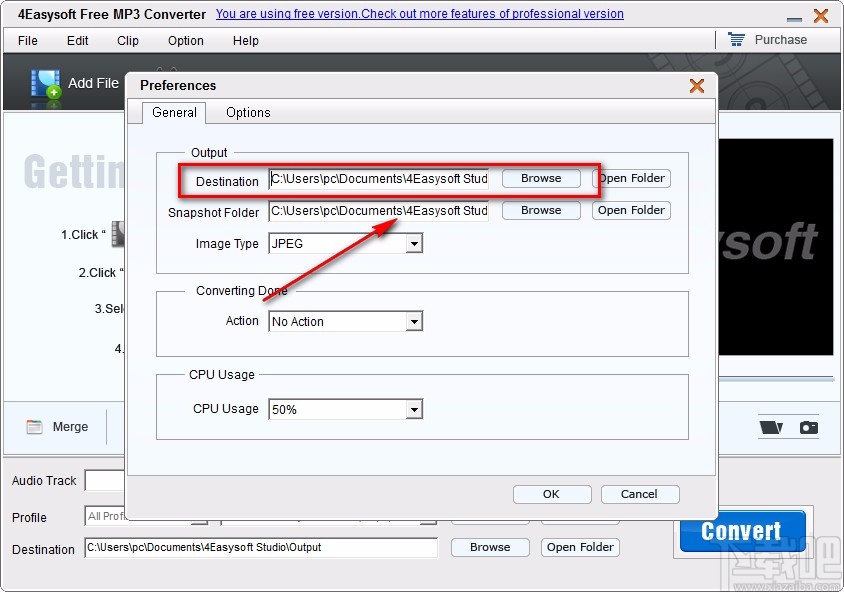 4Easysoft Free MP3 Converter设置默认保存位置的方法