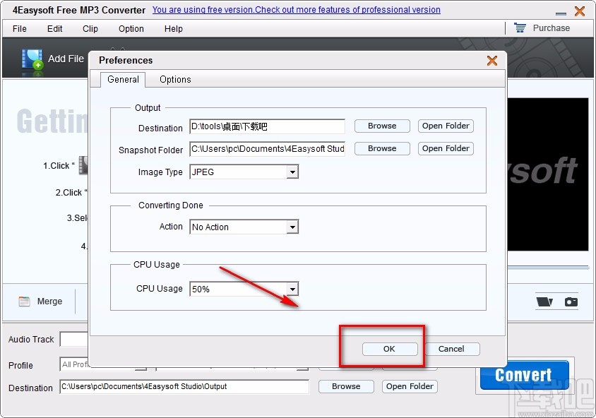 4Easysoft Free MP3 Converter设置默认保存位置的方法