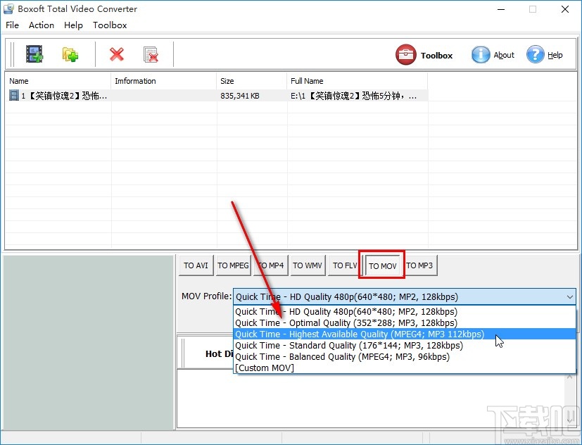 Boxoft Total Video Converter转换mov视频的方法