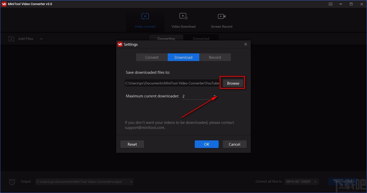 MiniTool Video Converter设置视频默认下载位置的方法