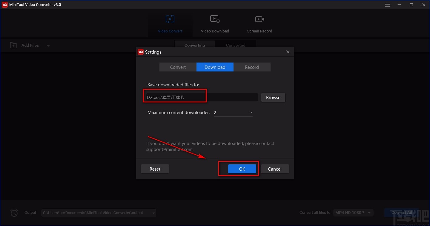 MiniTool Video Converter设置视频默认下载位置的方法