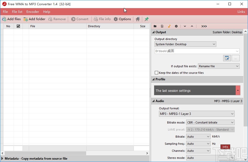 Free WMA to MP3 Converter设置中文的方法