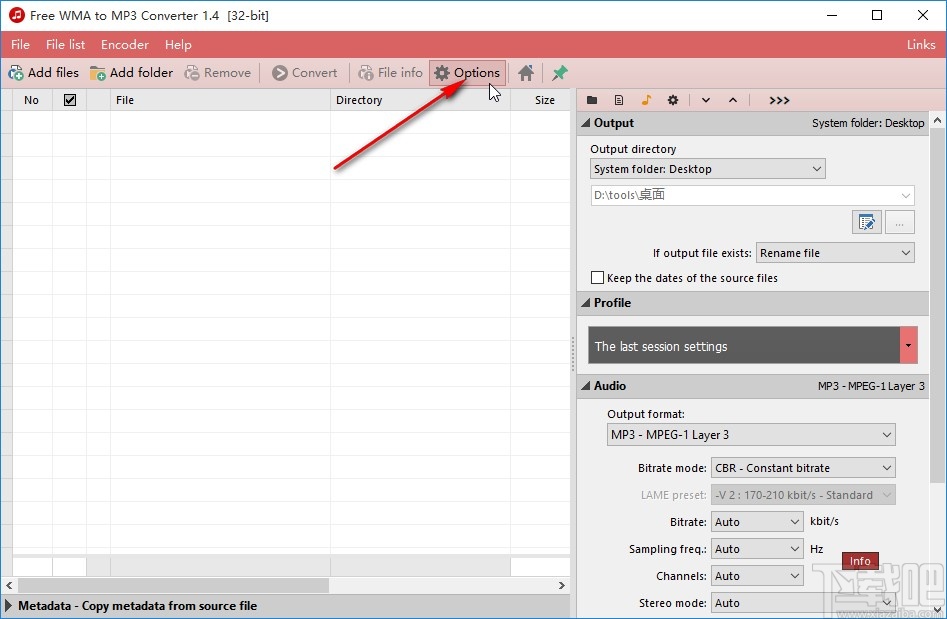 Free WMA to MP3 Converter设置中文的方法