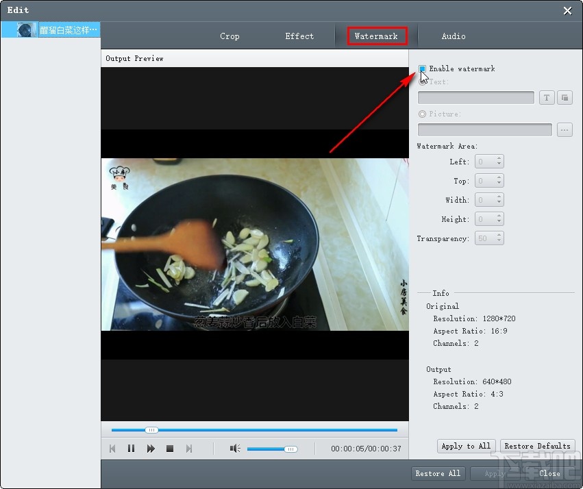 Emicsoft Video Converter给视频添加水印的方法