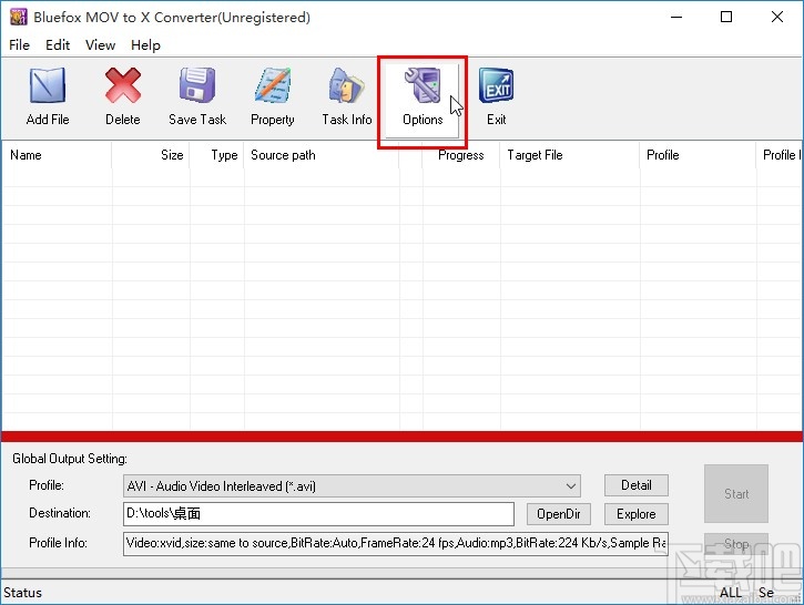 Bluefox MOV to X Converter设置默认输出路径的方法
