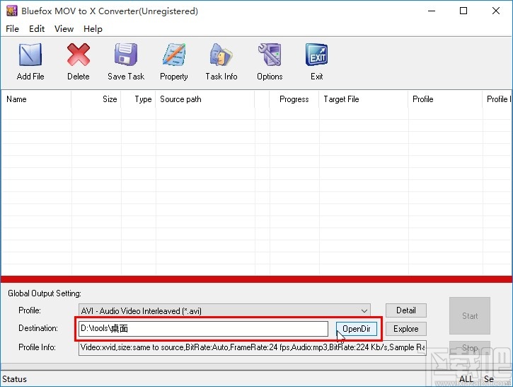 Bluefox MOV to X Converter设置默认输出路径的方法