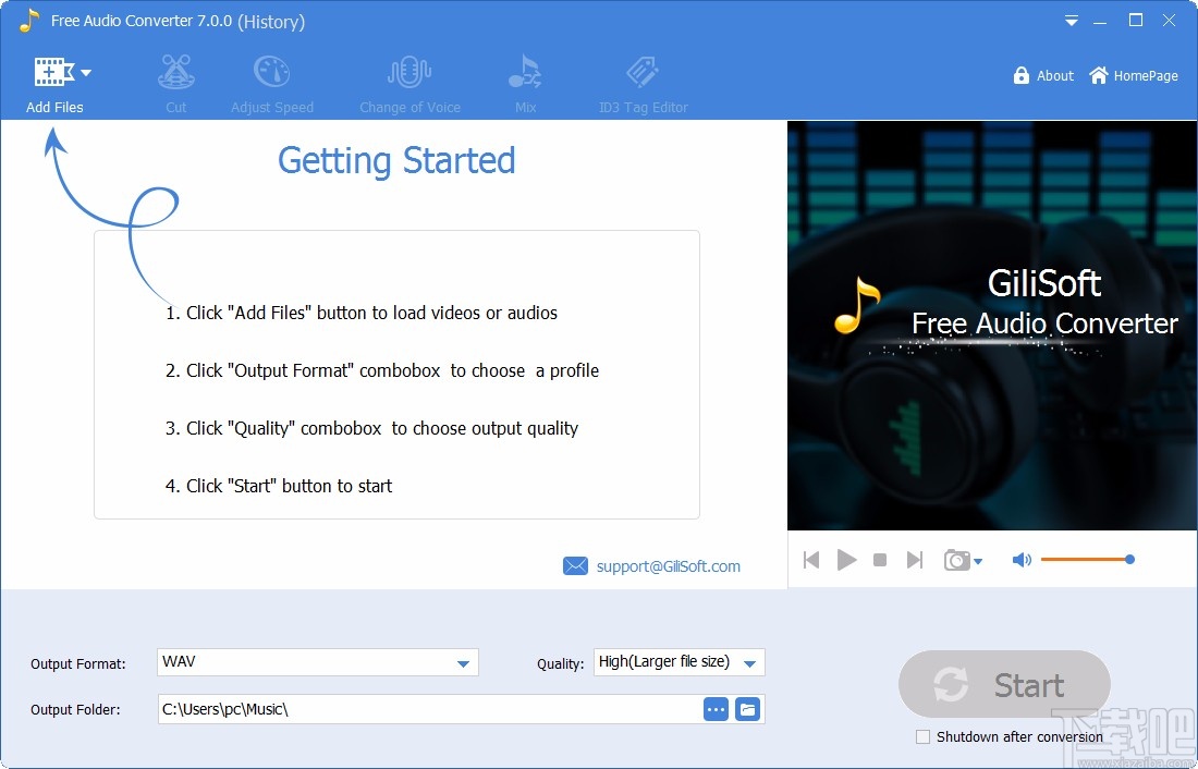 Free Audio Converter转换音频格式的方法